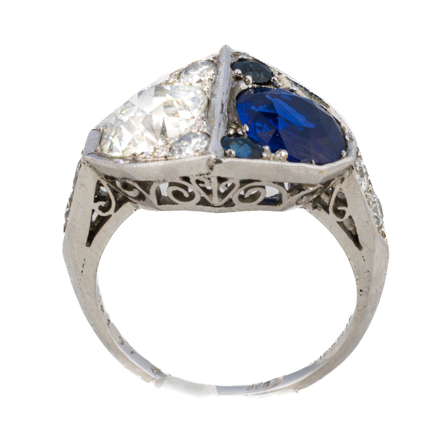 Sapphire and Euro Cut Diamond Ring