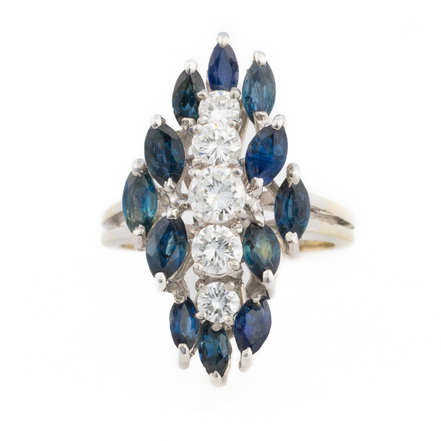 Sapphire and Diamond Cluster Ring