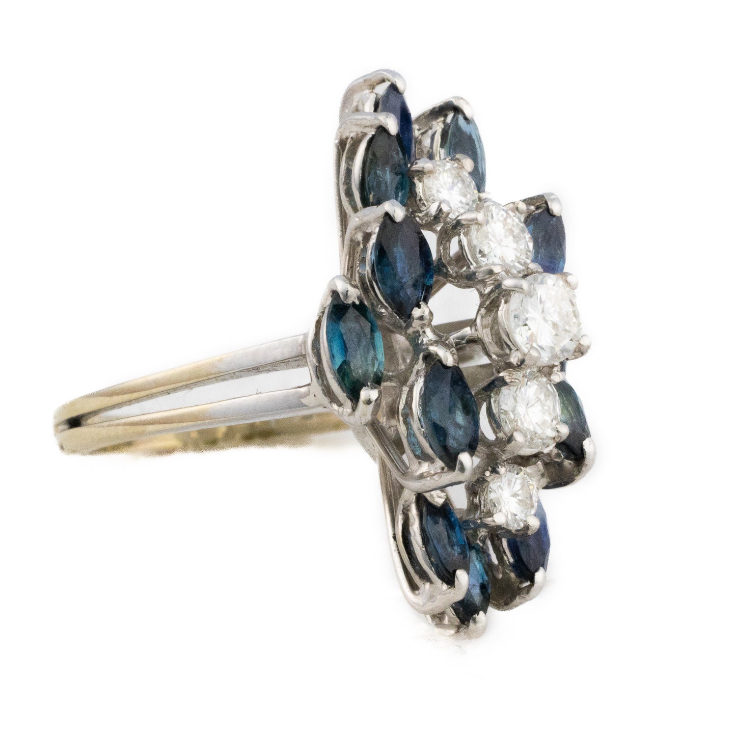 Sapphire and Diamond Cluster Ring
