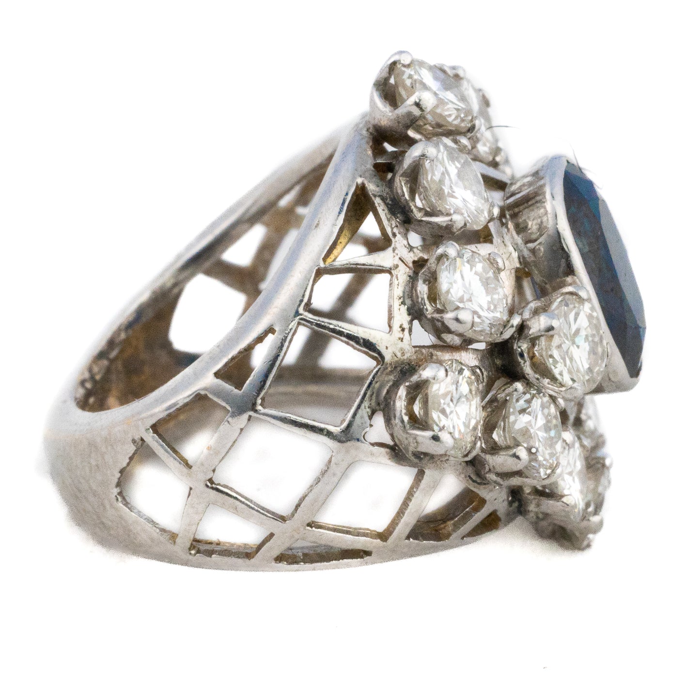 Oval Cut Sapphire and Diamond Dome Ring