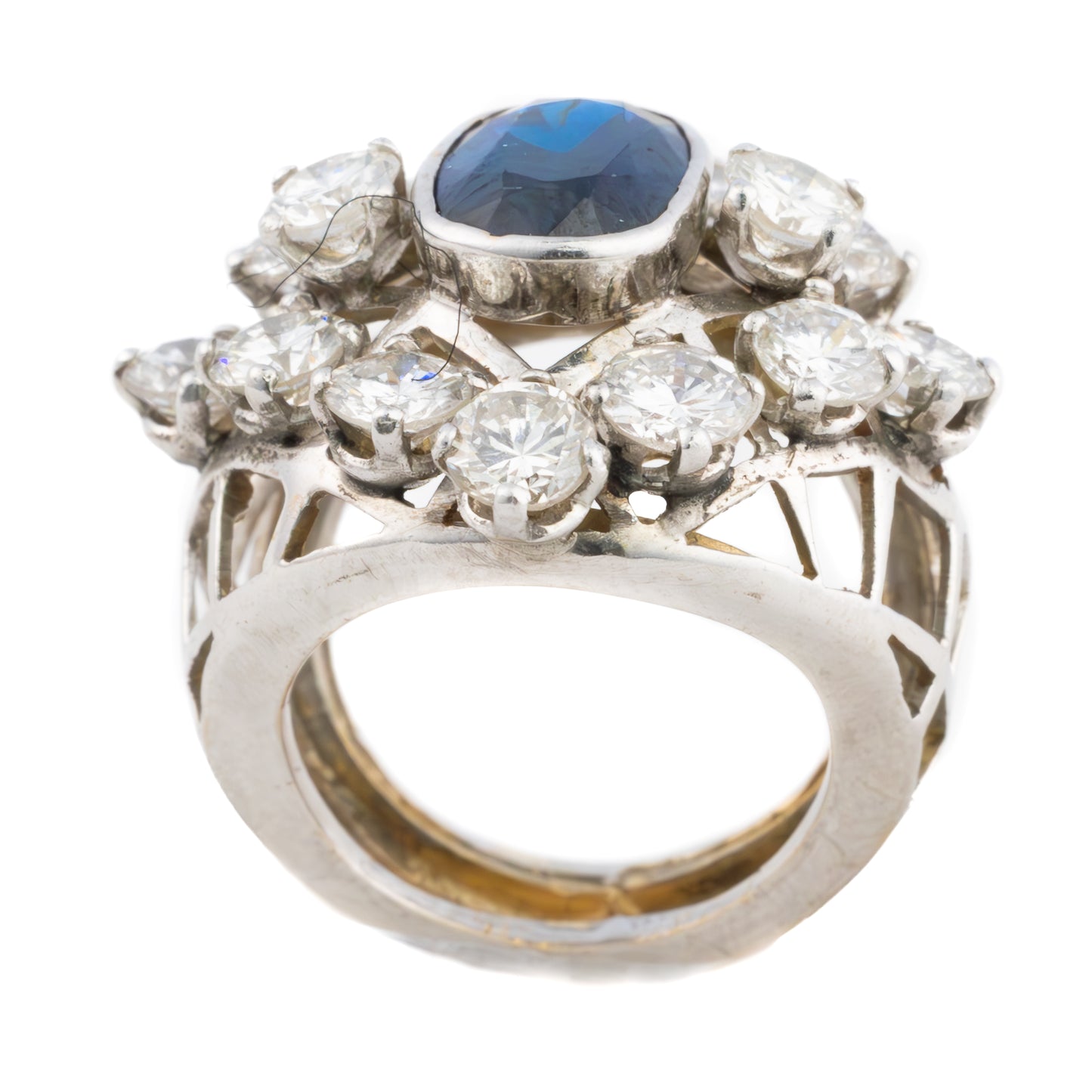 Oval Cut Sapphire and Diamond Dome Ring