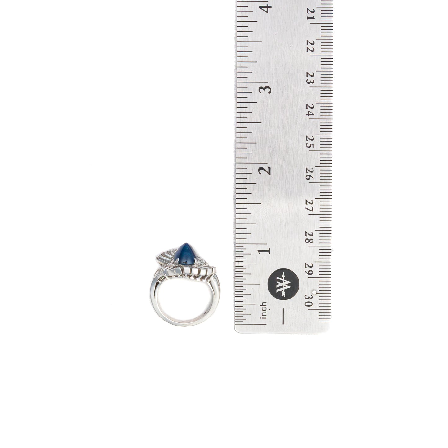 Platinum Cabochon Sapphire and Diamond Wave Ring