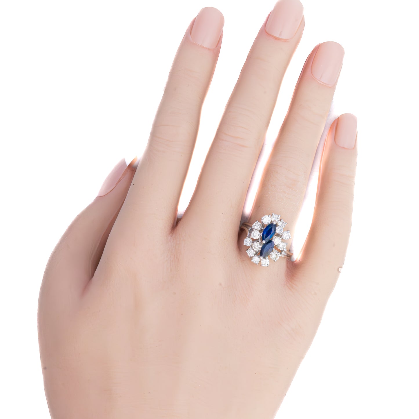 Sapphire and Diamond Cluster Ring