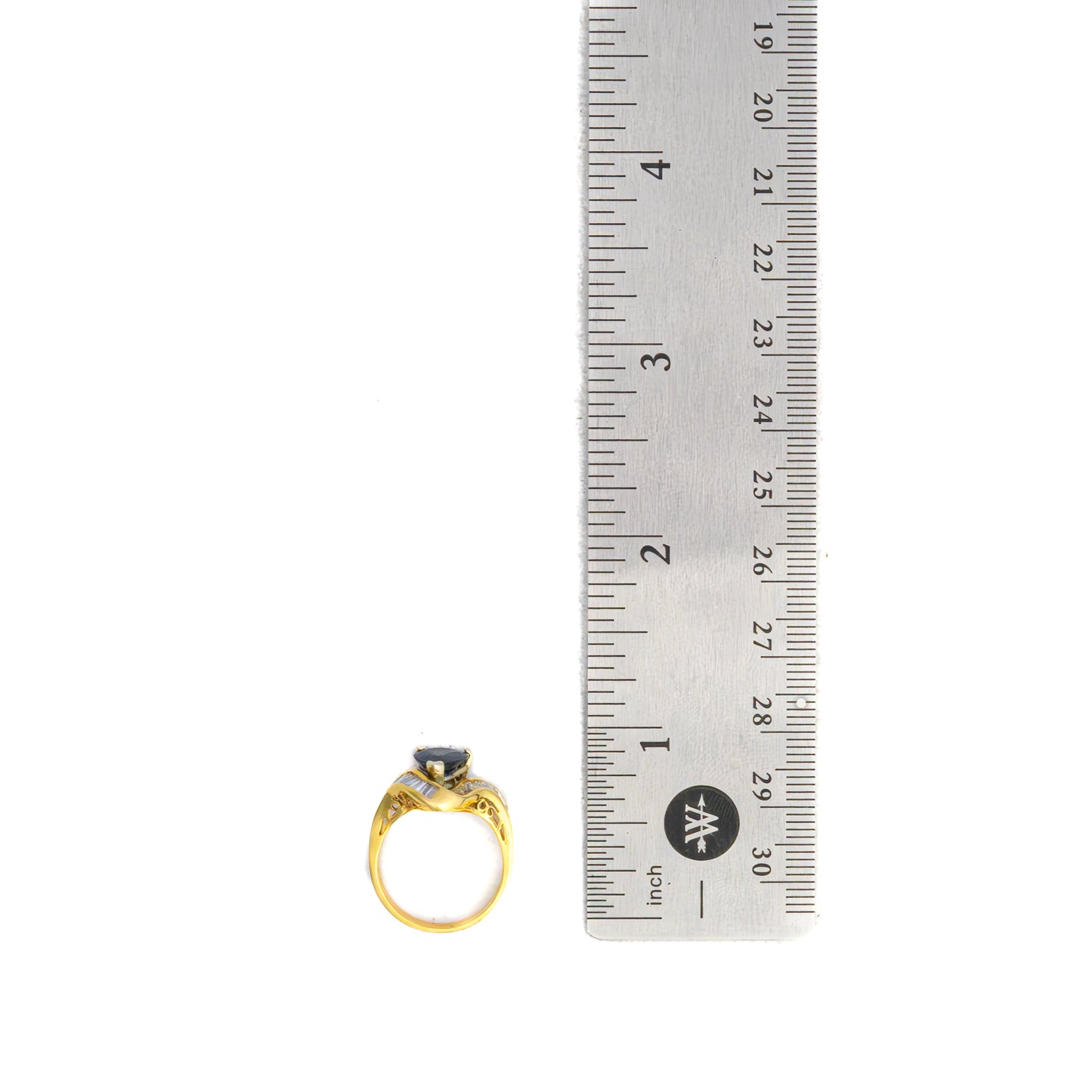 Pear Cut Sapphire and Diamond Baguette Ring