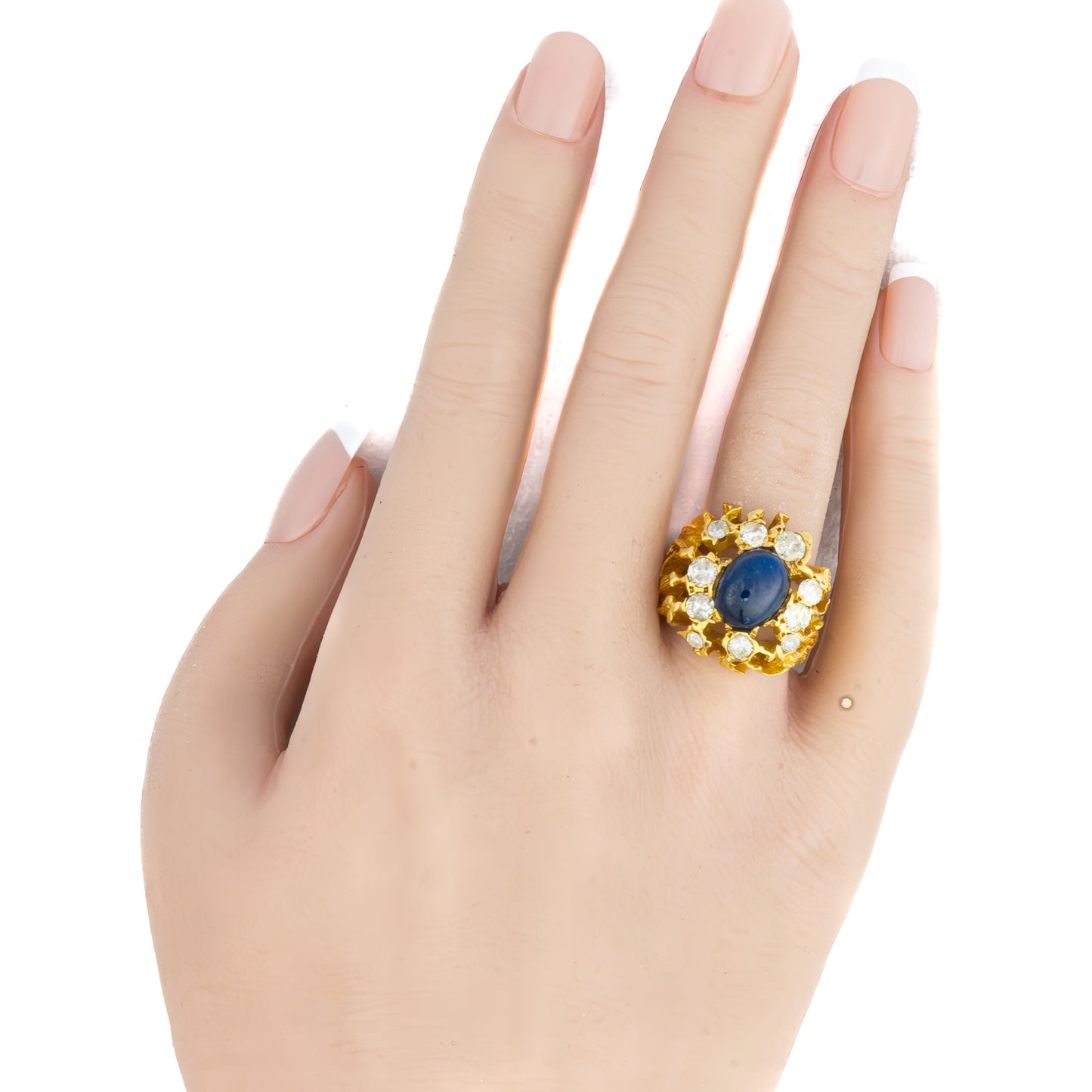 Sapphire and Diamond cocktail Ring