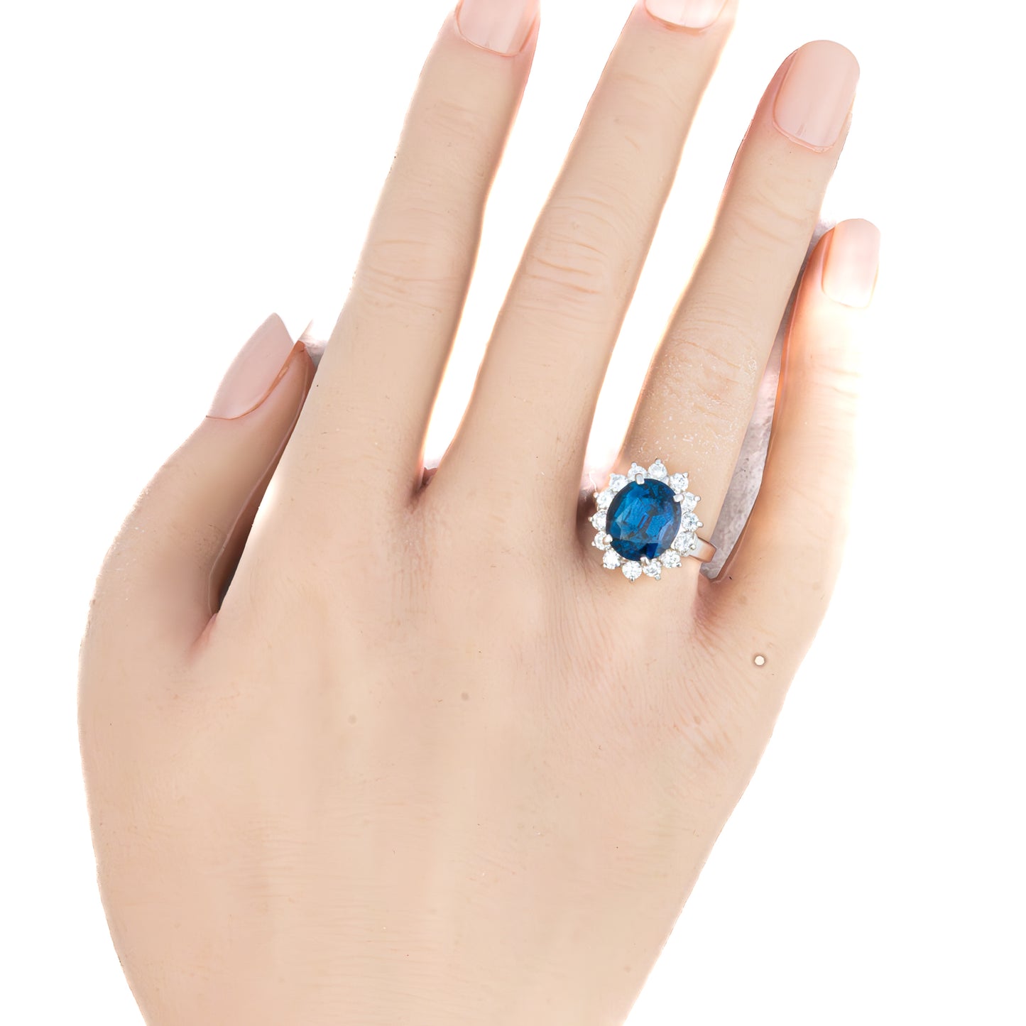 Platinum Sapphire and Diamond Halo Ring