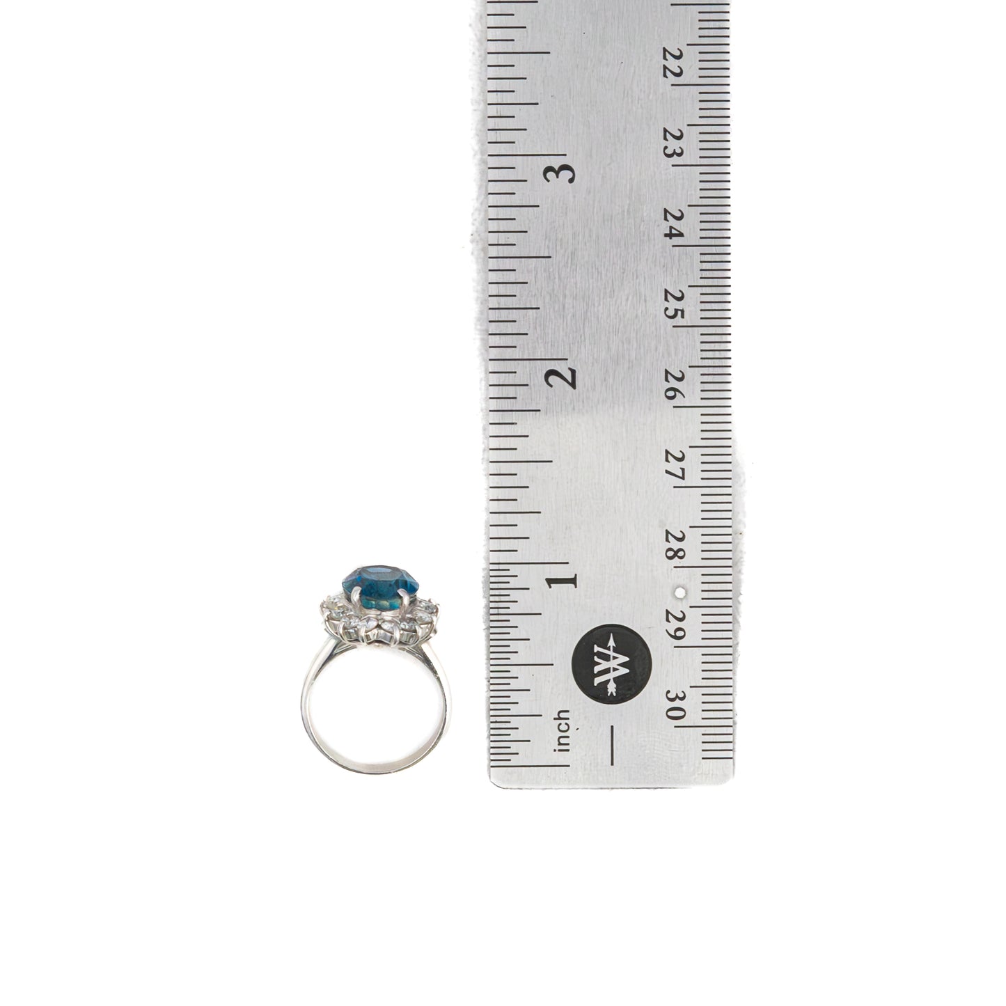 Platinum Sapphire and Diamond Halo Ring