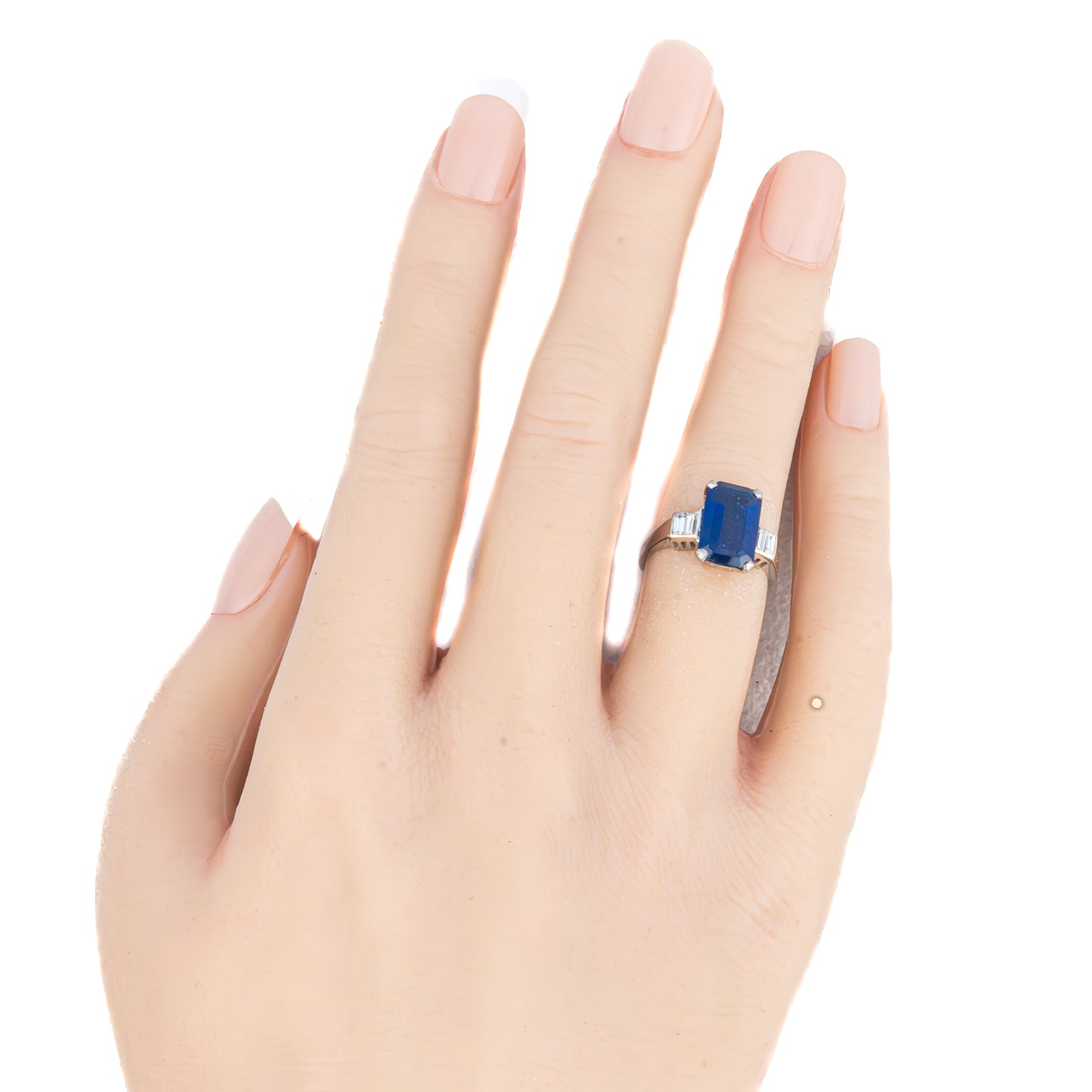 Emerald Cut Sapphire and Baguette Cut Diamond