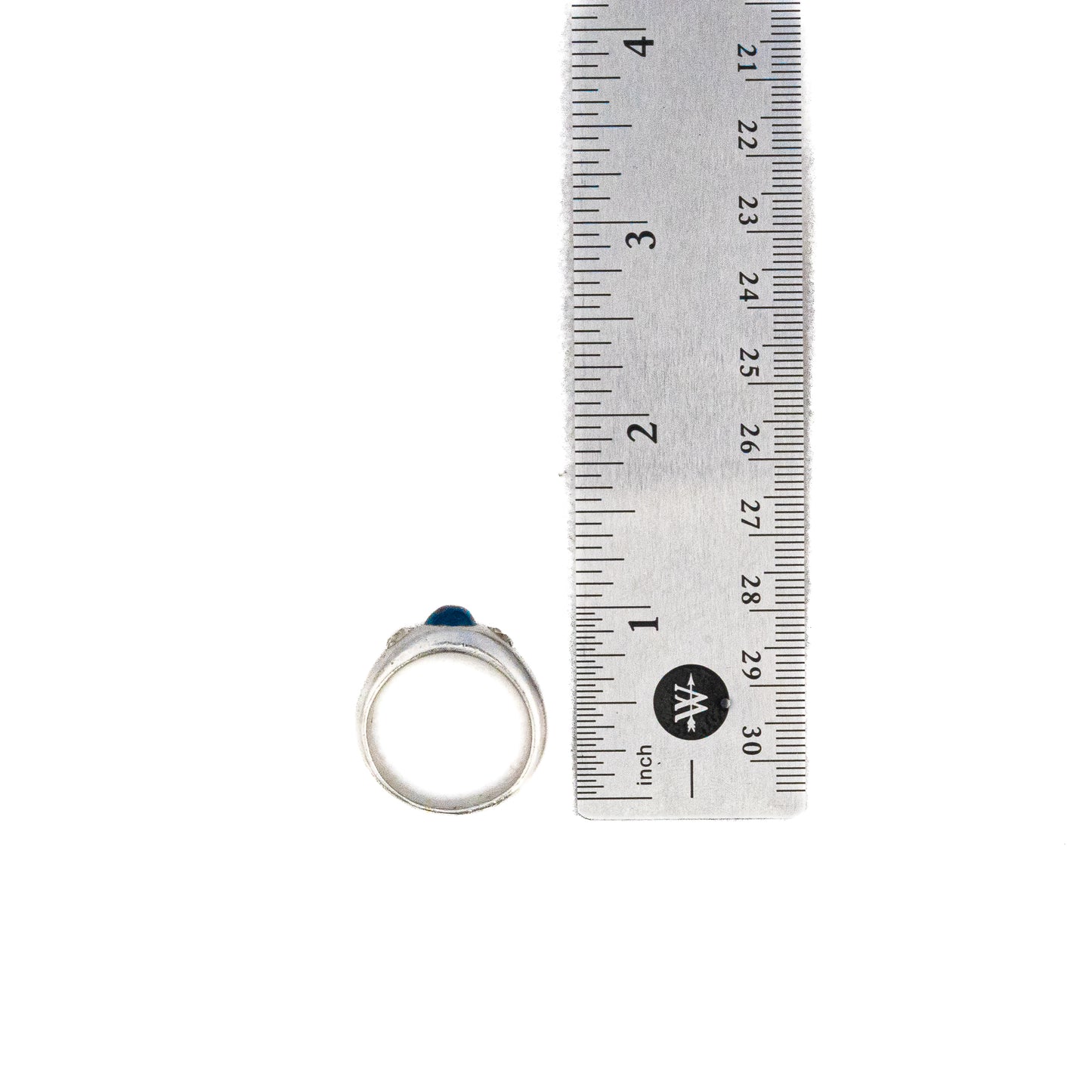 Platinum Cabochon Sapphire and Diamond Three Stone Gypsy Ring