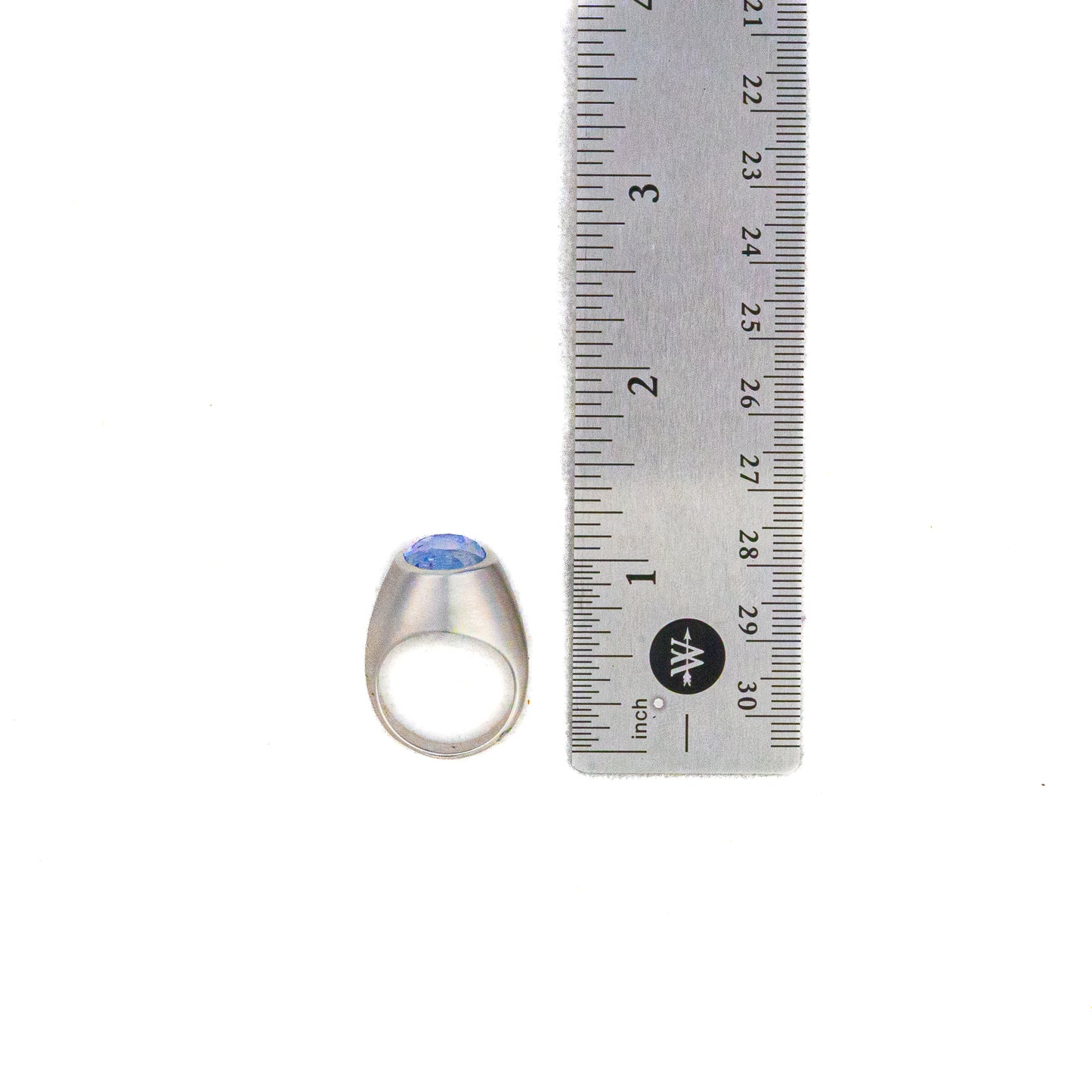 Solitaire Sapphire Matte White Gold Ring