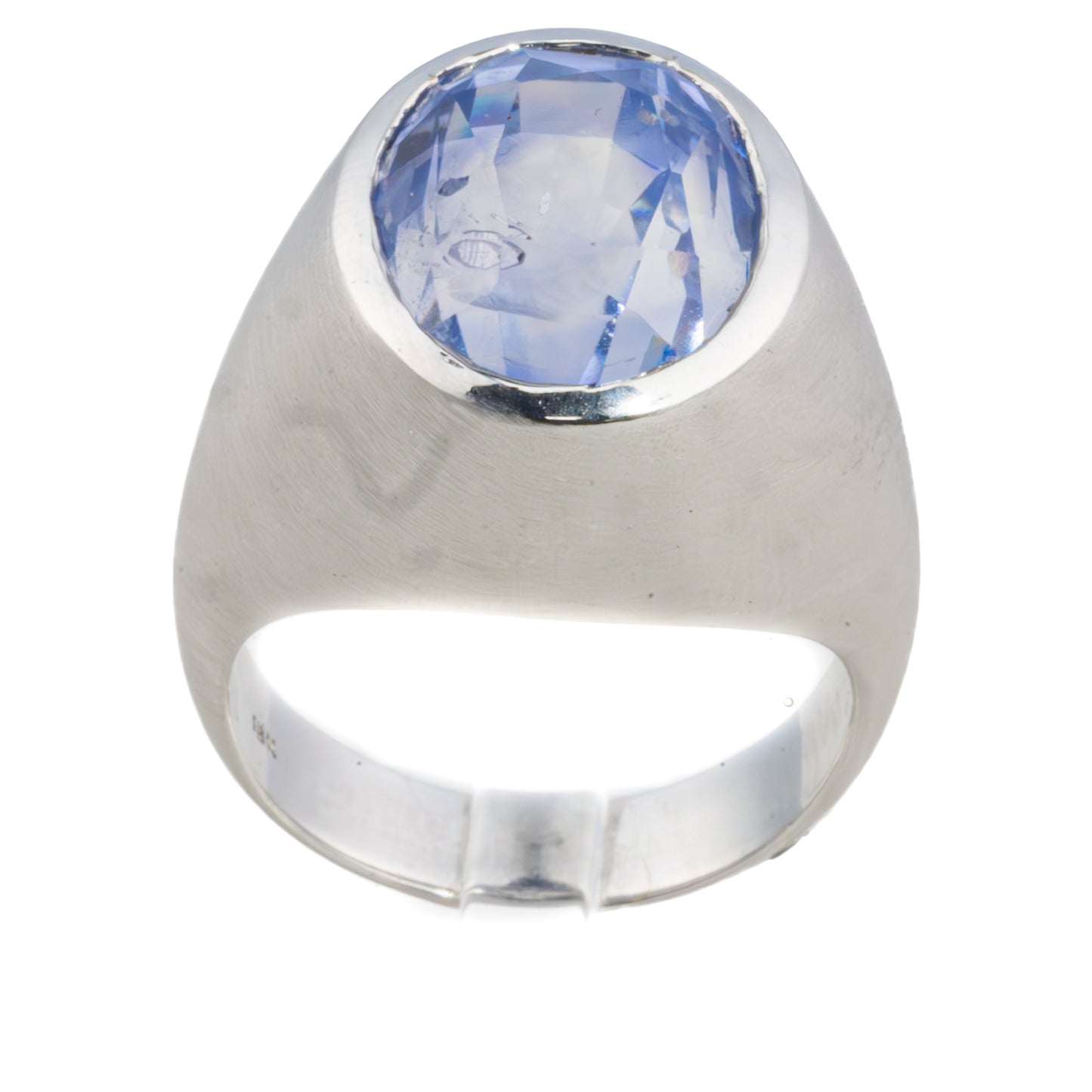 Solitaire Sapphire Matte White Gold Ring
