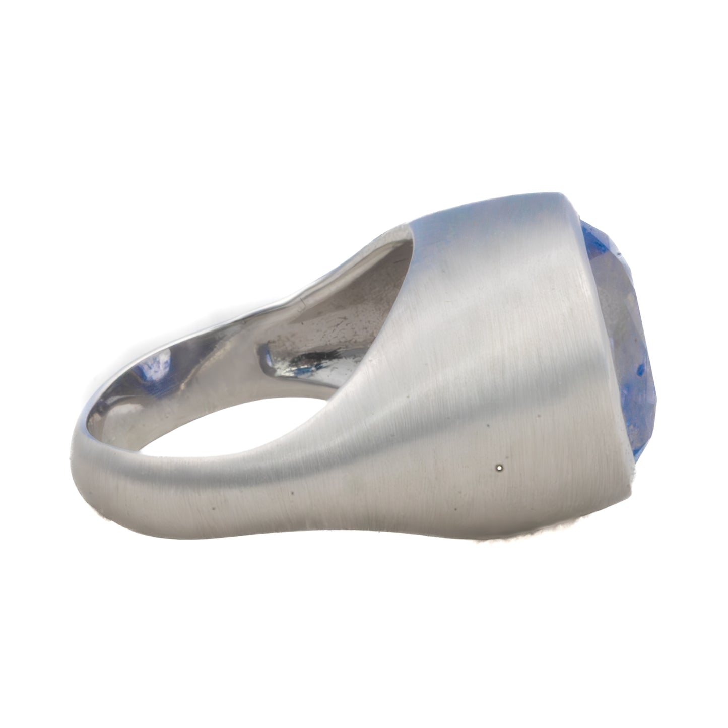 Solitaire Sapphire Matte White Gold Ring