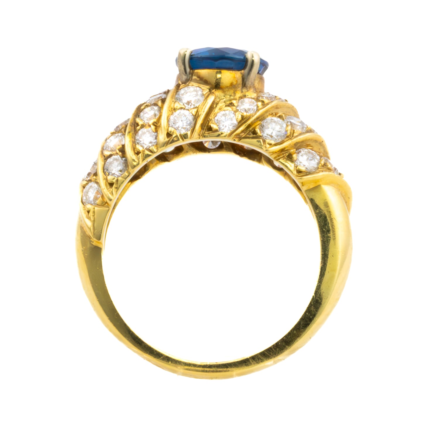 Sapphire and Diamond Spiral Ring