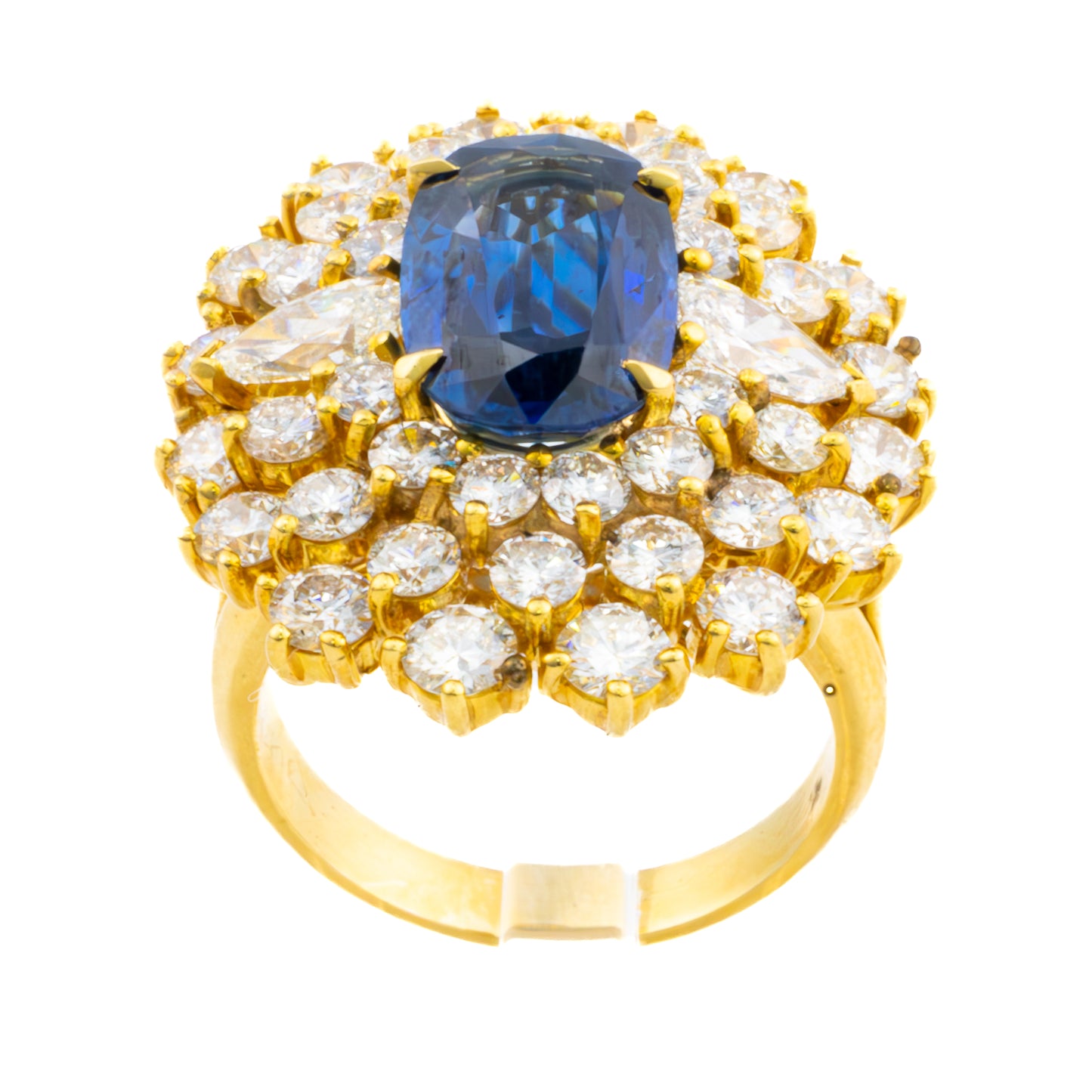 Oval Cut Sapphire Diamond Halo Cluster Ring
