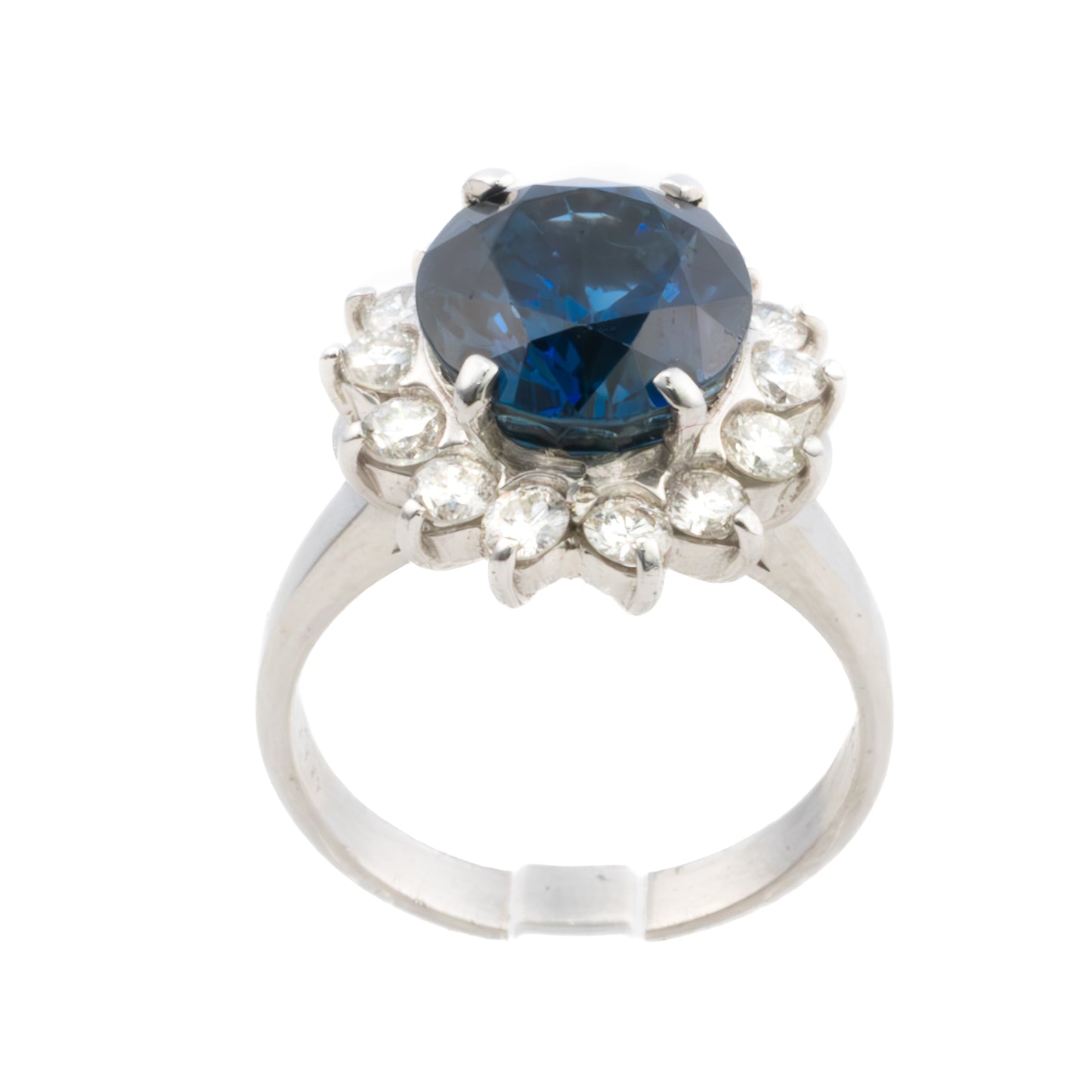 Platinum Sapphire and Diamond Halo Ring
