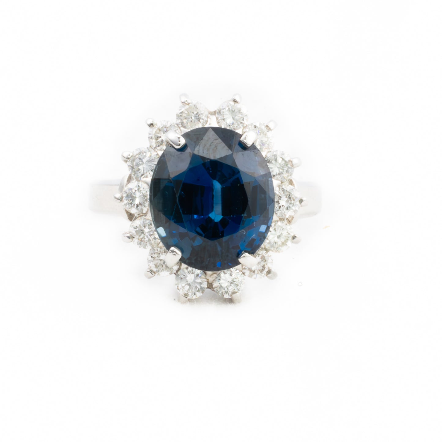 Platinum Sapphire and Diamond Halo Ring