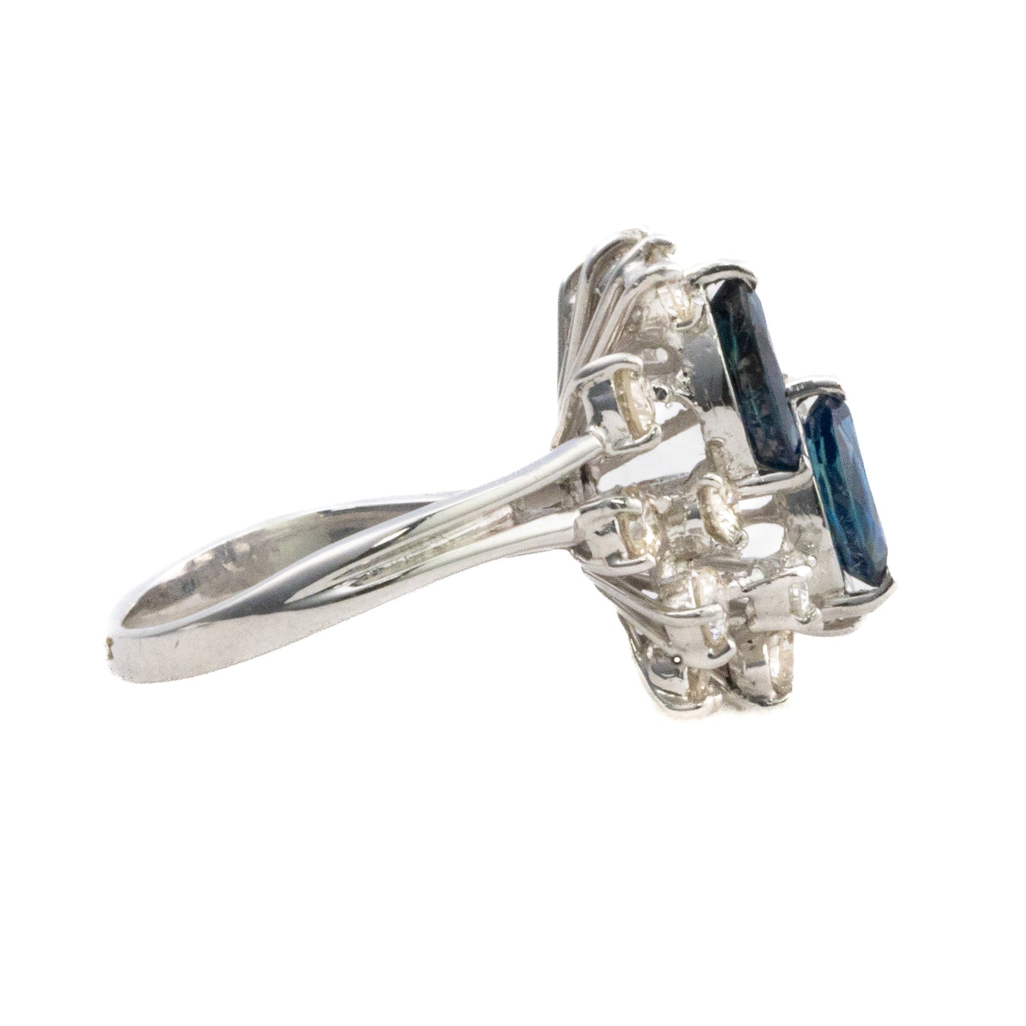 Sapphire and Diamond Cluster Ring