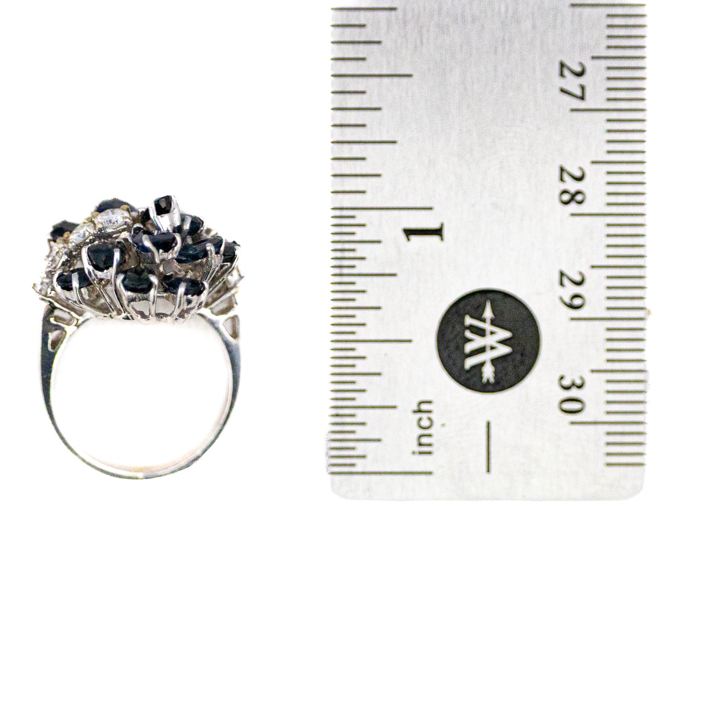 White Gold Sapphire and Diamond Cocktail Cluster Ring