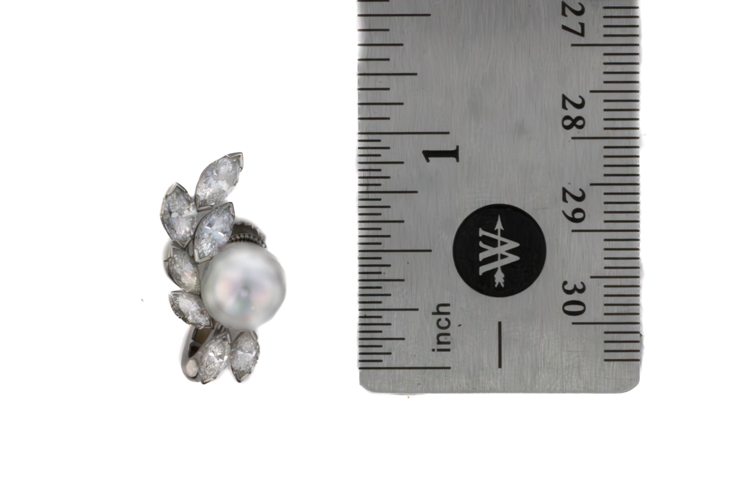 Oscar Heyman Bros Platinum Pearl & Marquise Diamond Earrings