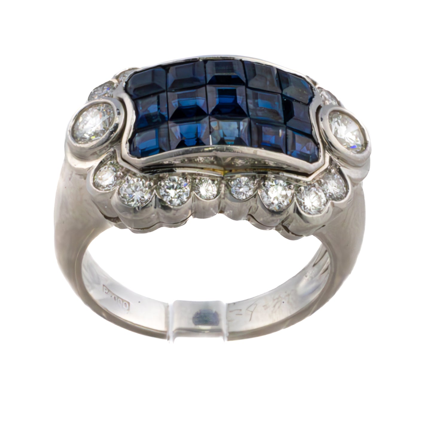 Art Deco Platinum Invisible-Set Sapphire & Diamond Ring