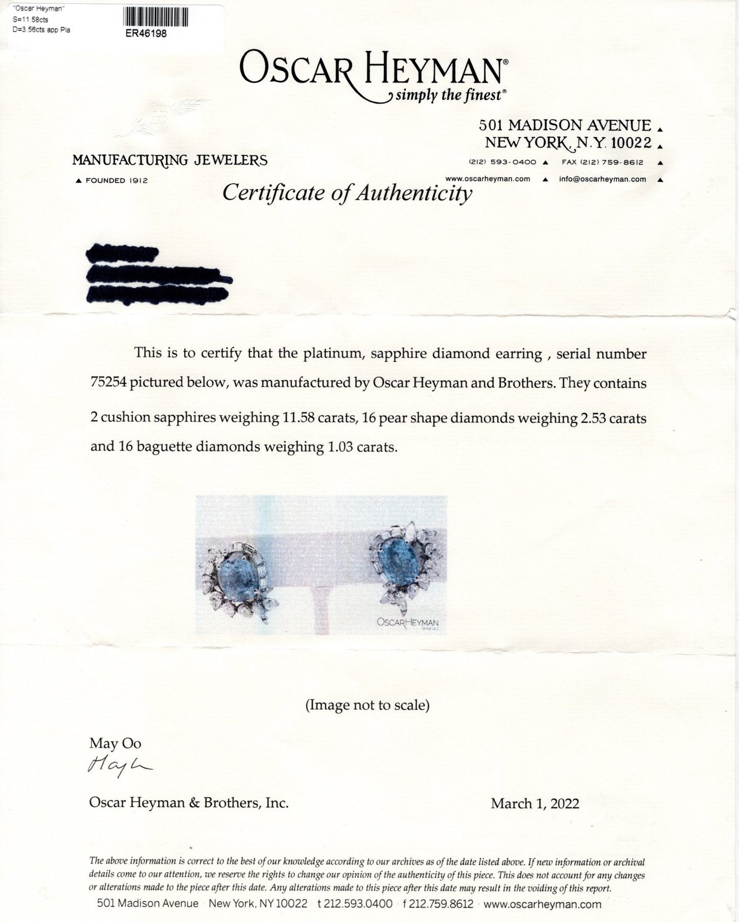 Oscar Heyman Brothers Sapphire and Diamond Earrings