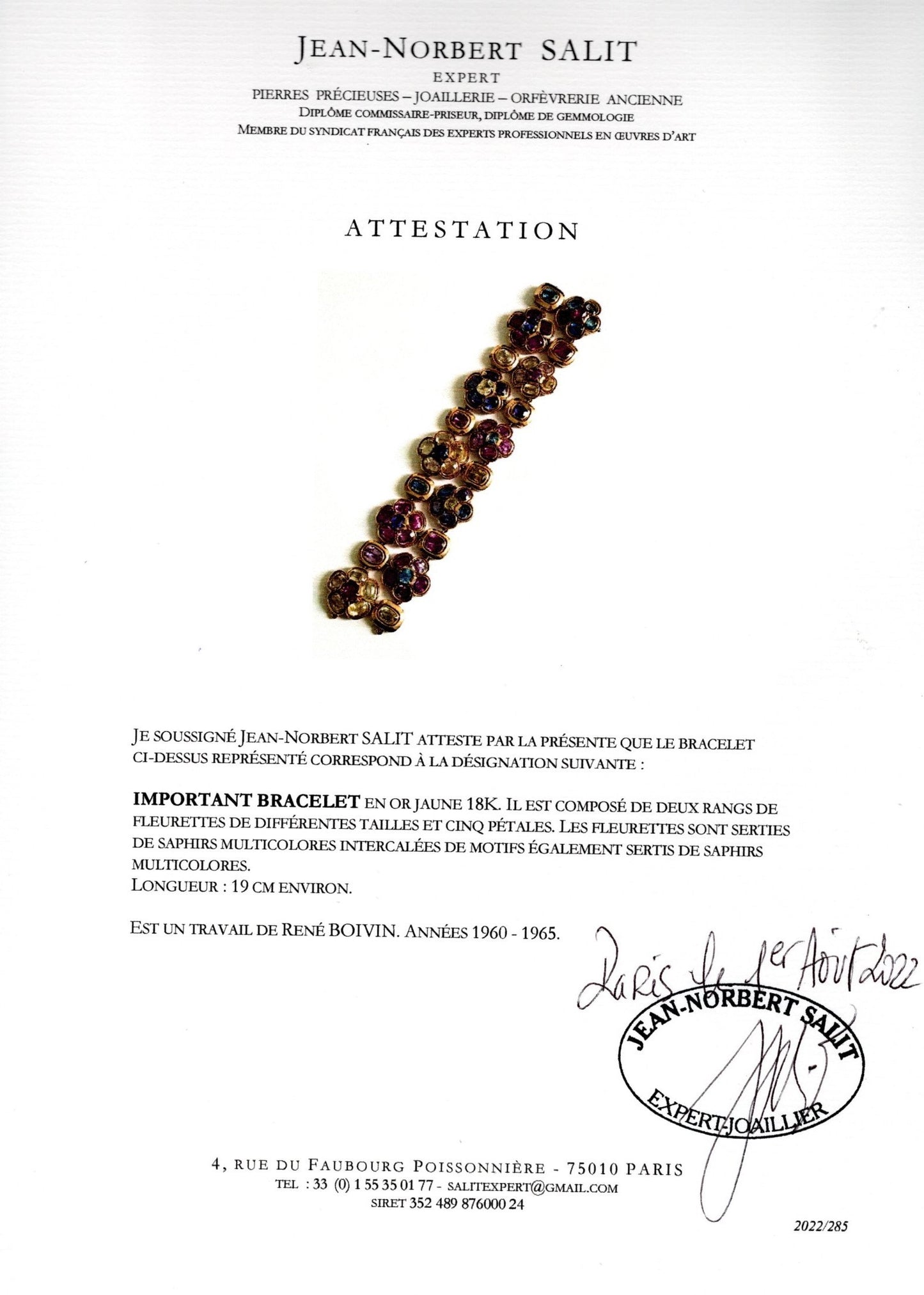 Rene Boivin Sapphire Flower Motif Bracelet
