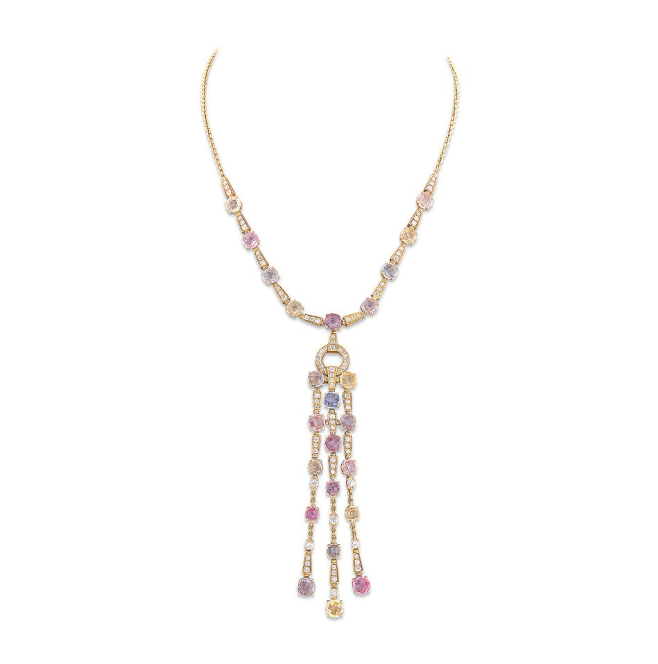 Bulgari Multicolored Sapphire and Diamond Fringe Necklace