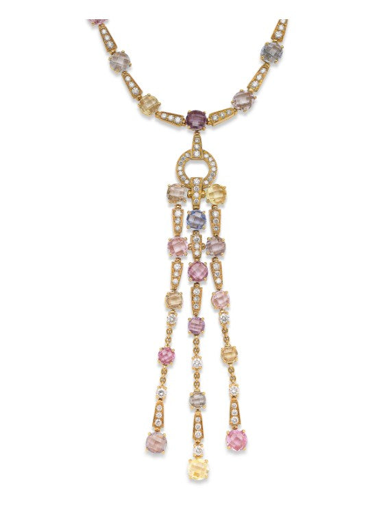 Bulgari Multicolored Sapphire and Diamond Fringe Necklace