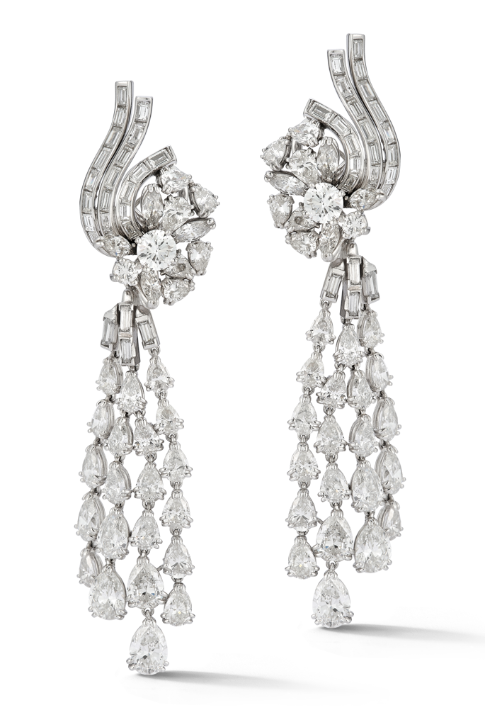 Vintage Diamond Waterfall Chandelier Earrings
