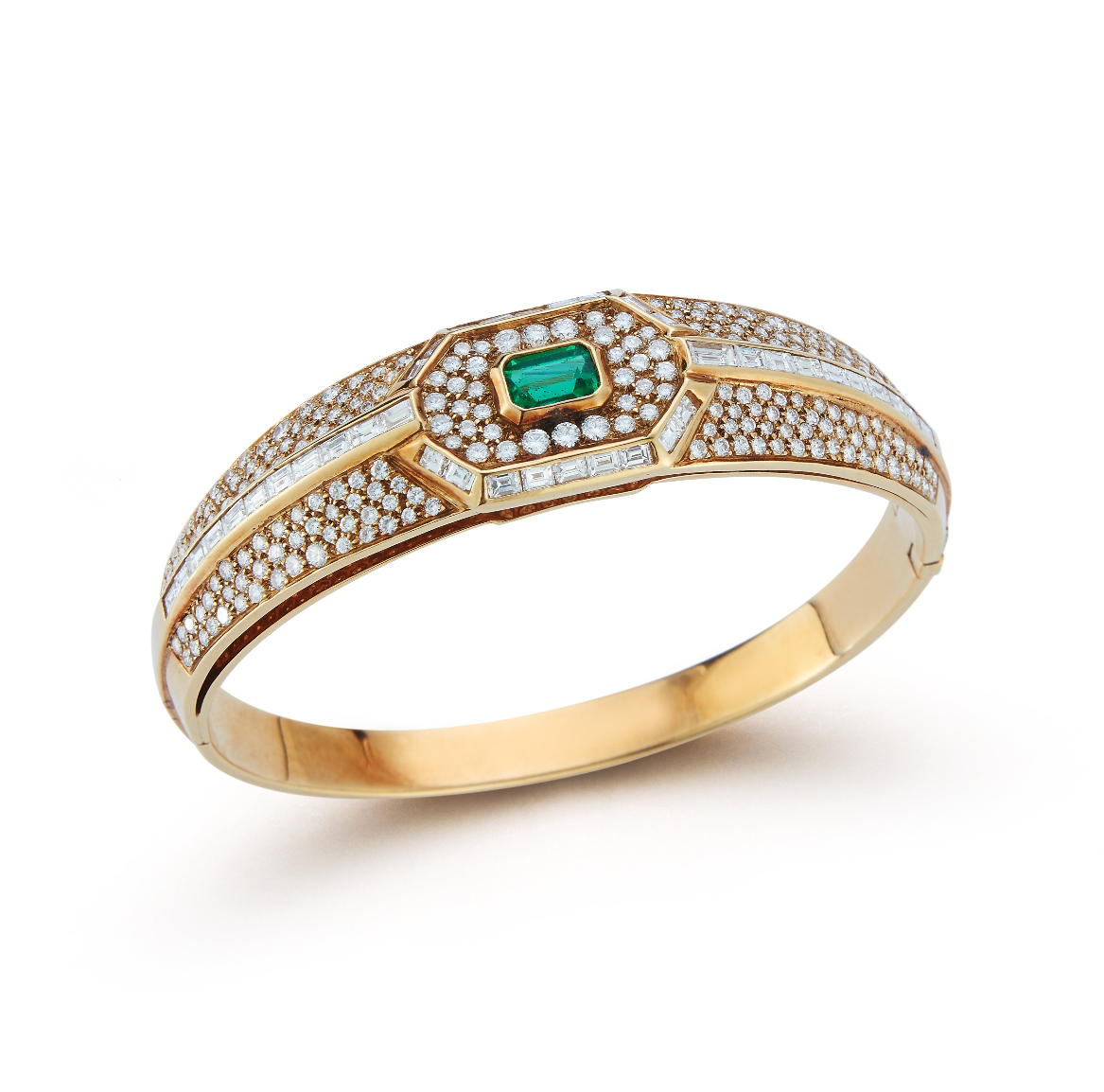 Diamond & Emerald Gold Bangle