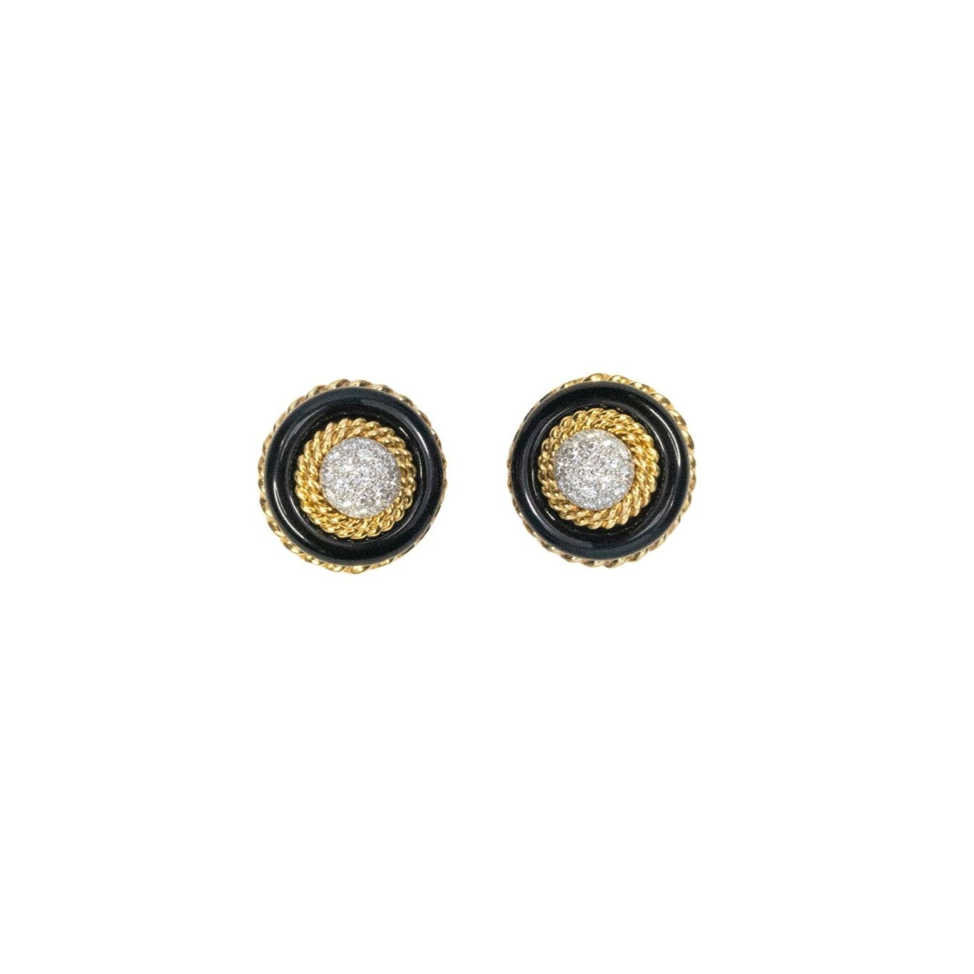 Van Cleef & Arpels Onyx & Diamond Dome Earrings