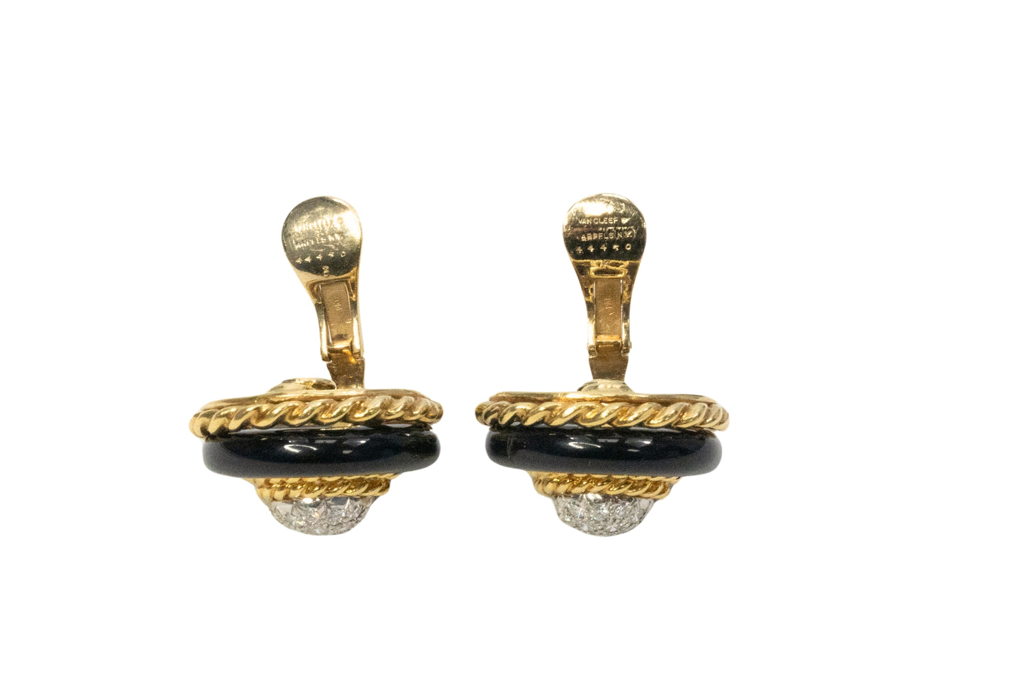 Van Cleef & Arpels Onyx & Diamond Dome Earrings