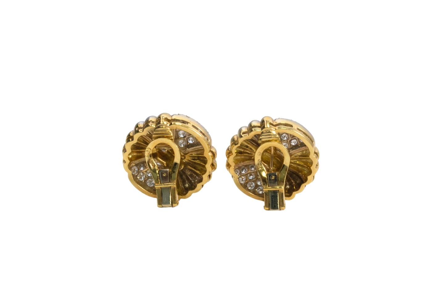 Gold Round Diamond Clip On Earrings