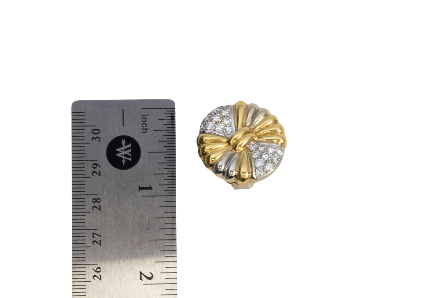 Gold Round Diamond Clip On Earrings