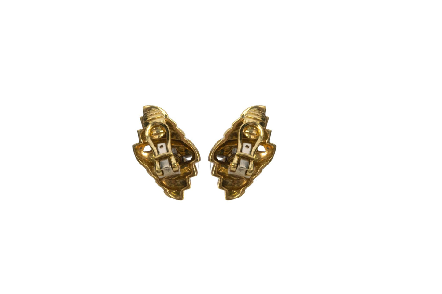 Three Stone Emerald Cut Diamond Clip On Earrings