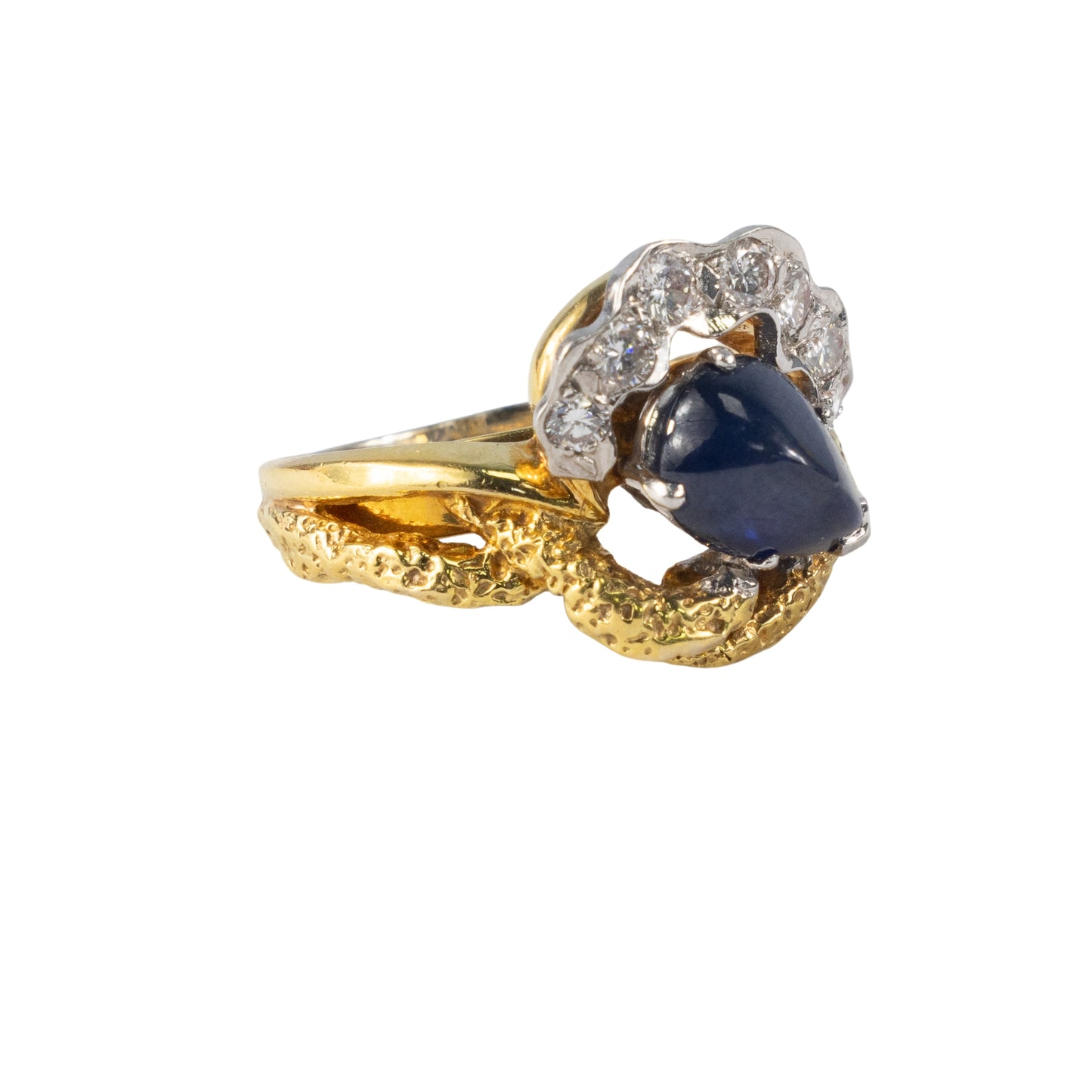 Yellow Gold and Platinum Sapphire and Diamond Ring