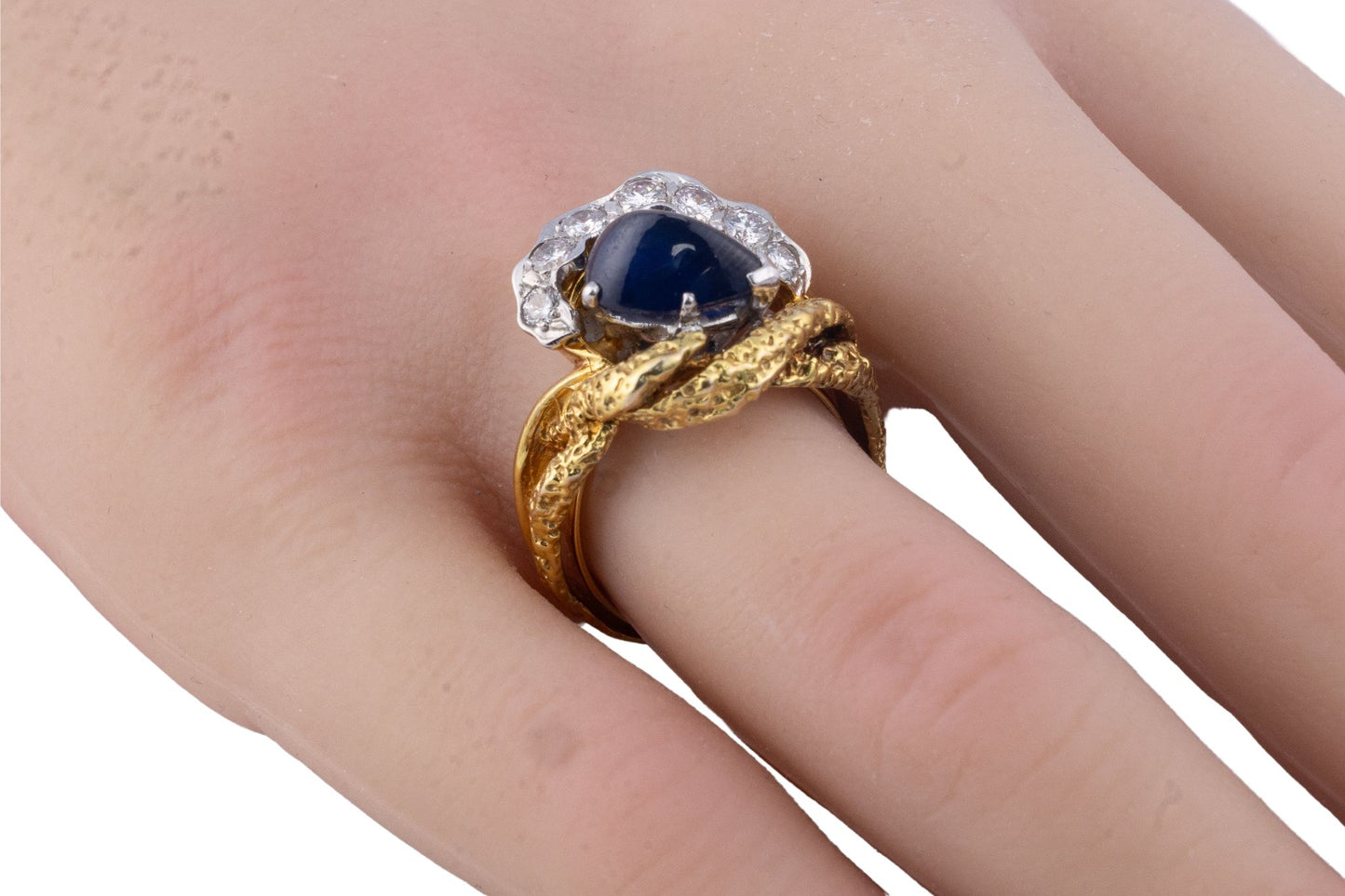 Yellow Gold and Platinum Sapphire and Diamond Ring