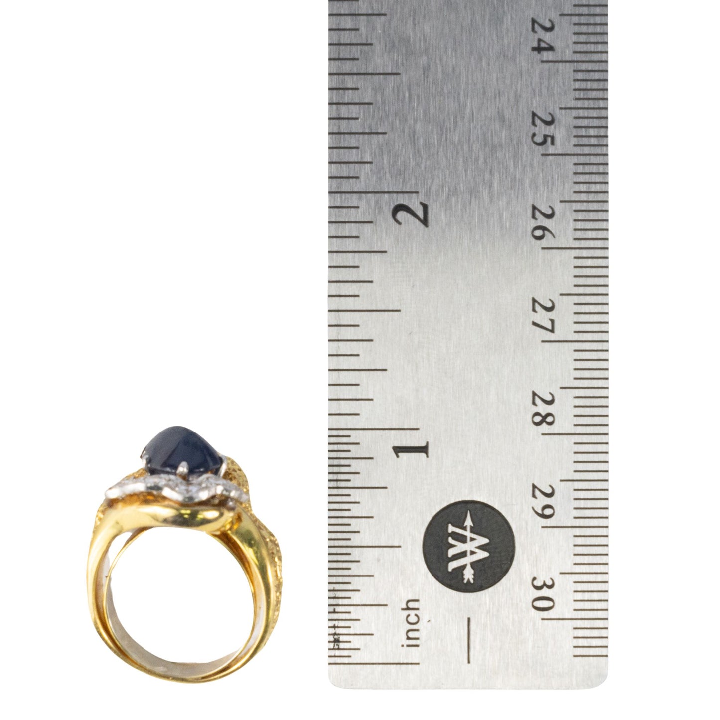 Yellow Gold and Platinum Sapphire and Diamond Ring