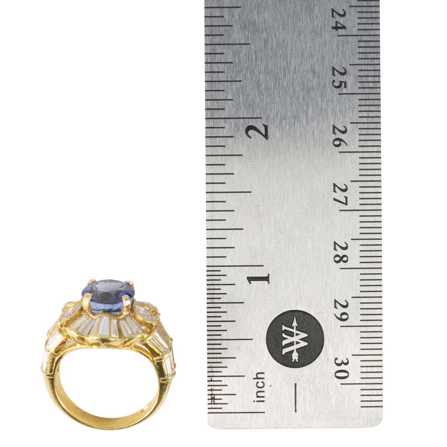 Vintage Sapphire and Diamond Baguette Cluster