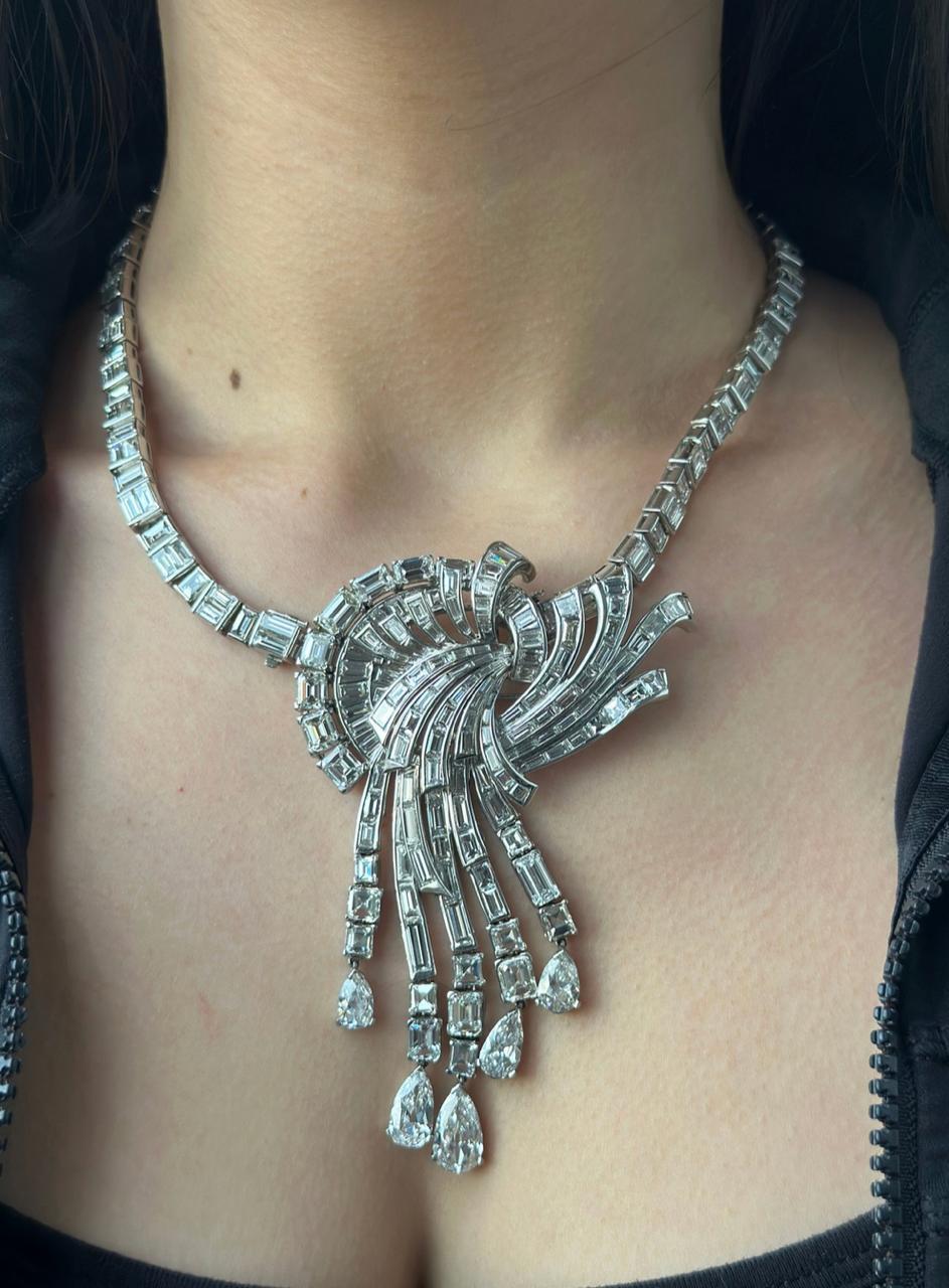 Multi Cut Diamond Cascade Necklace