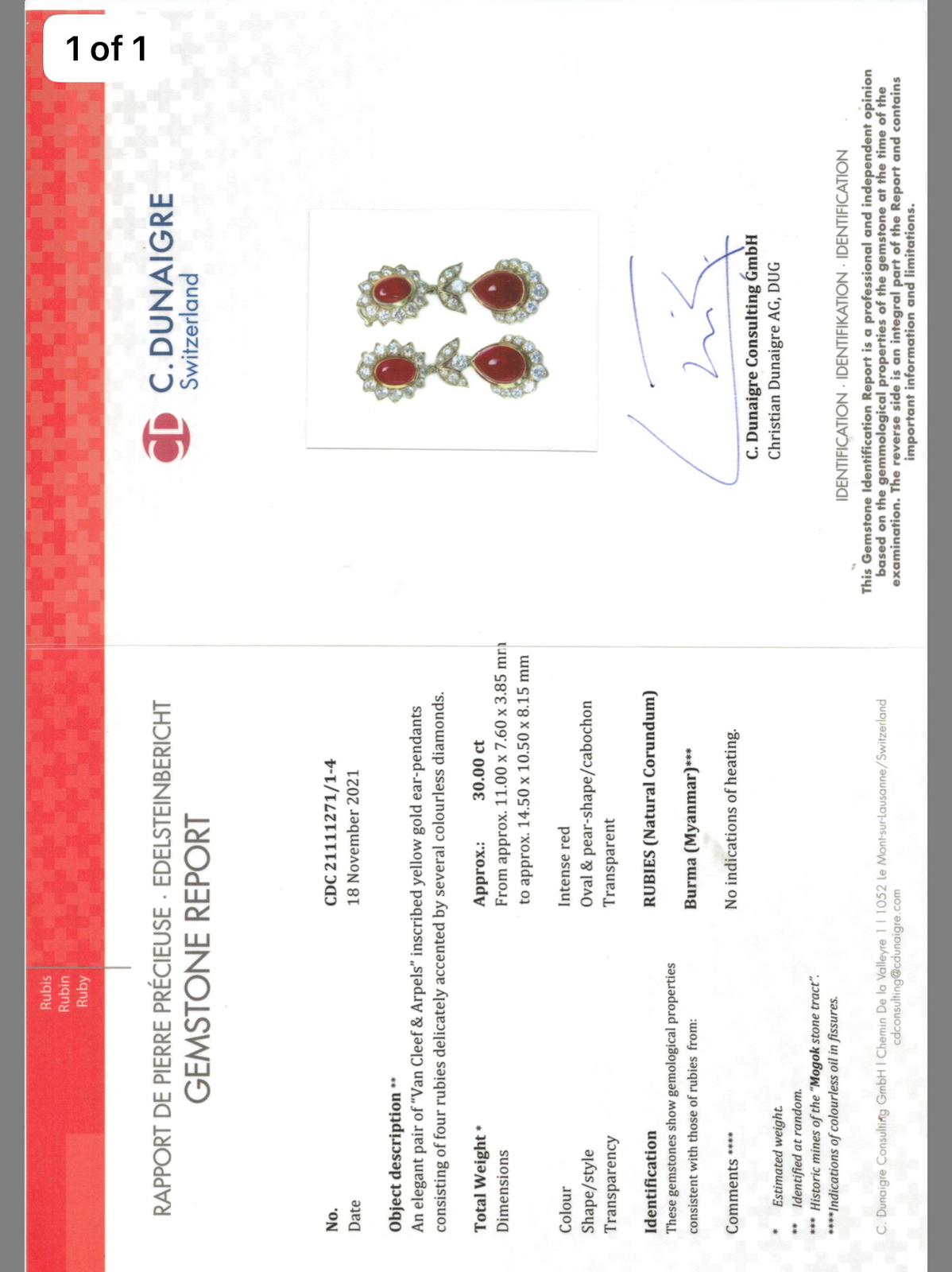 Van Cleef and Arpels Natural Burma Ruby Earrings