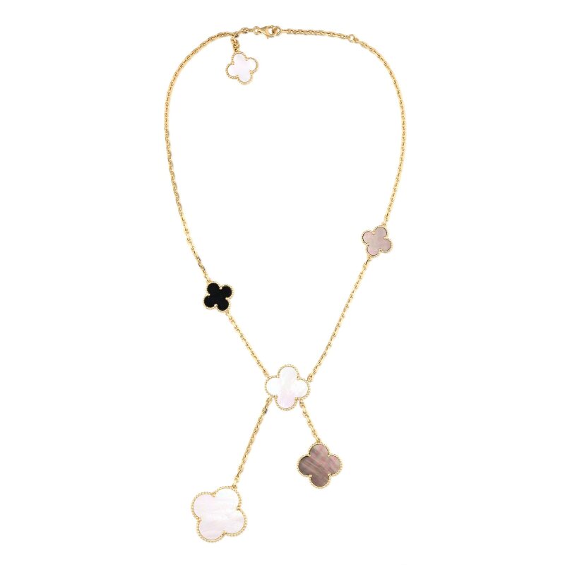 Van Cleef & Arpels Mother of Pearl and Onyx Magic Alhambra Necklace