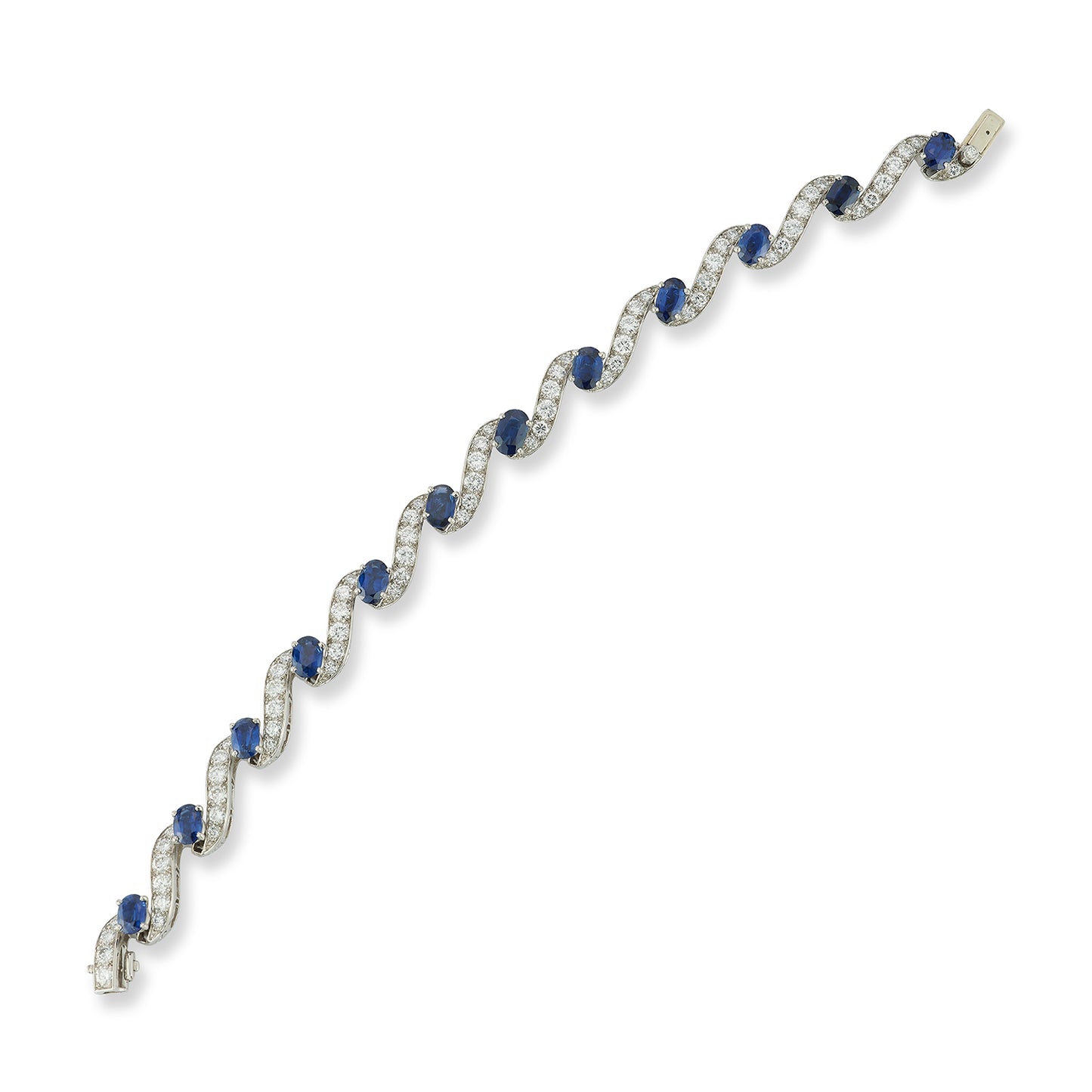 Oscar Heyman Platinum Diamond and Sapphire Twist Link Bracelet