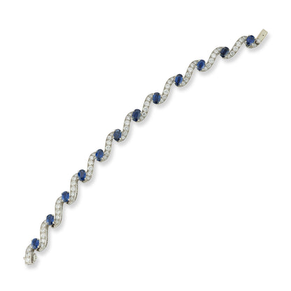 Oscar Heyman Platinum Diamond and Sapphire Twist Link Bracelet