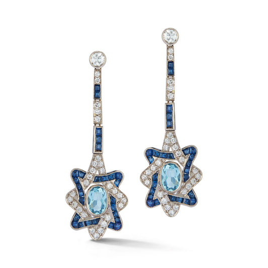 Aquamarine & Diamond Earrings