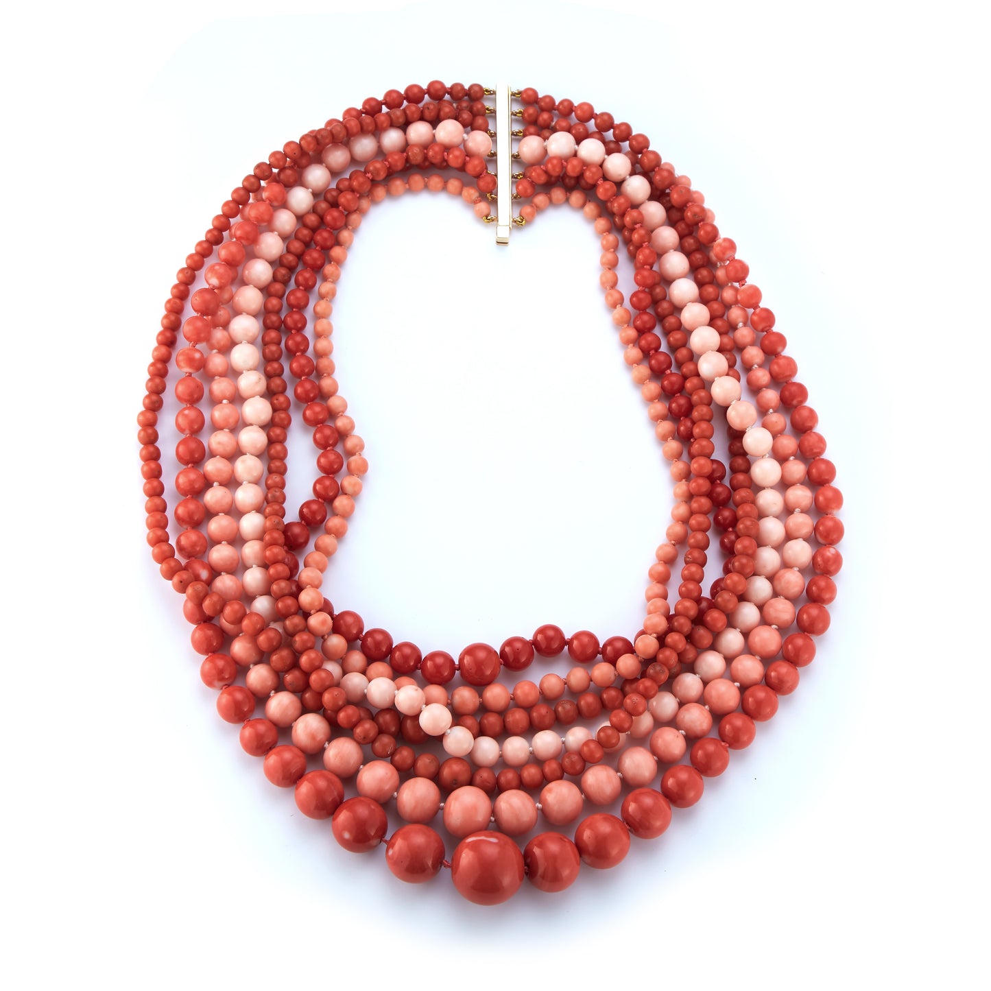 Seven-Strand Coral Bead Necklace