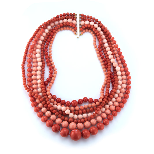 Seven-Strand Coral Bead Necklace