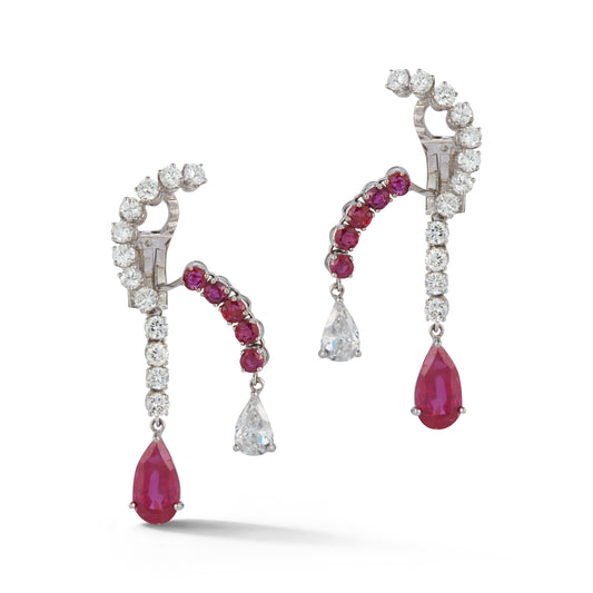 Ruby & Diamond Dangle Earrings