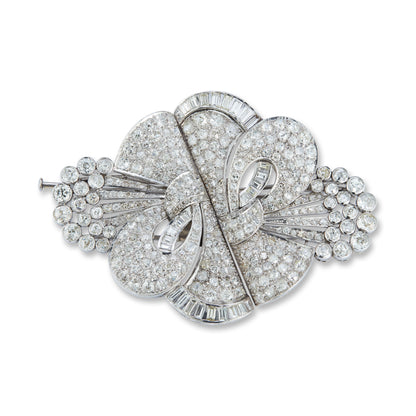 Art Deco Platinum Convertible Diamond Double Clip Brooch