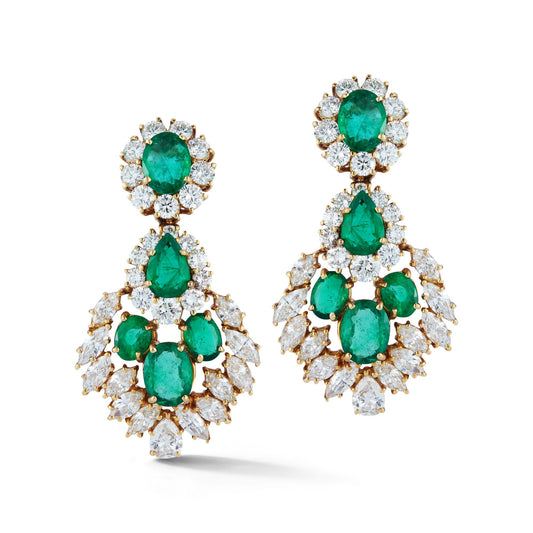 Vintage Emerald and Diamond Drop Earrings